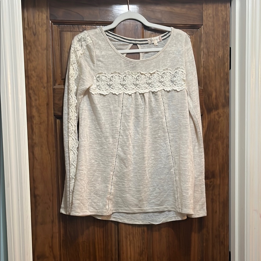 Cream Lace Detail Women's Top